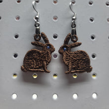 Load image into Gallery viewer, Chocolate Bunny with Blue Eyes Lace Earrings
