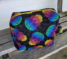 Load image into Gallery viewer, Rainbow Sugar Skulls Square makeup Bag
