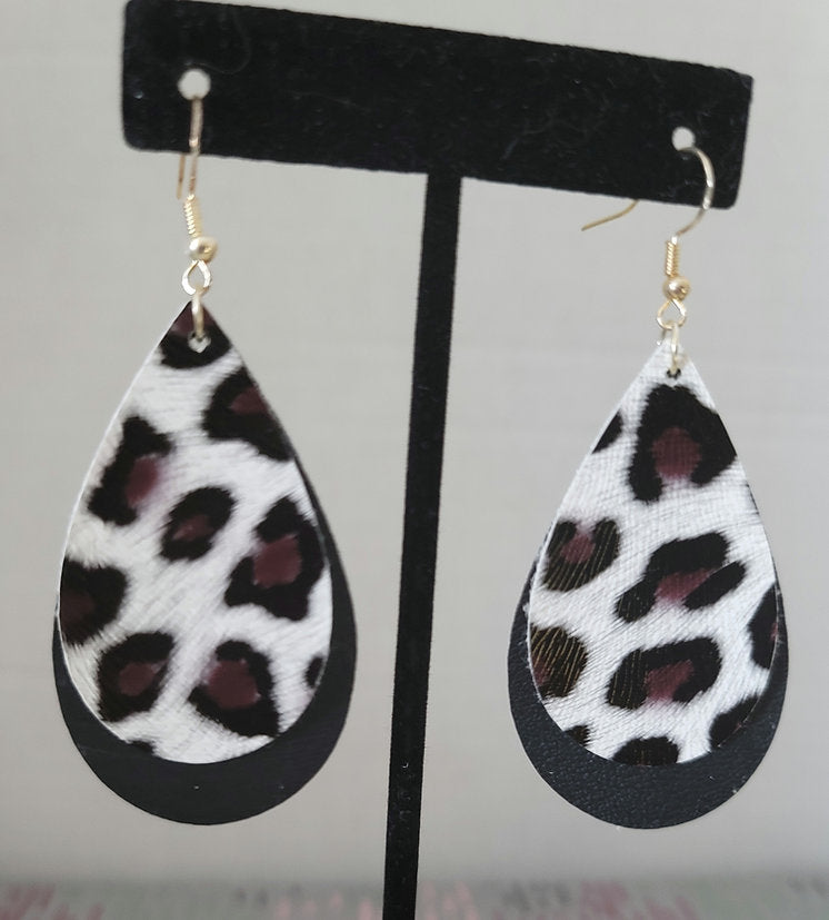 Leopard Faux Leather Earrings