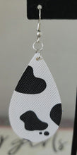 Load image into Gallery viewer, Black/White Spots Faux Leather Earrings
