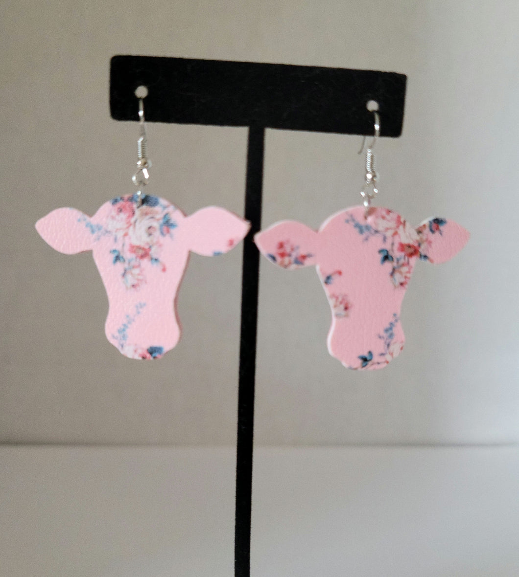 Cow Faux Leather Earrings