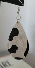 Load image into Gallery viewer, Black/White Spots Faux Leather Earrings
